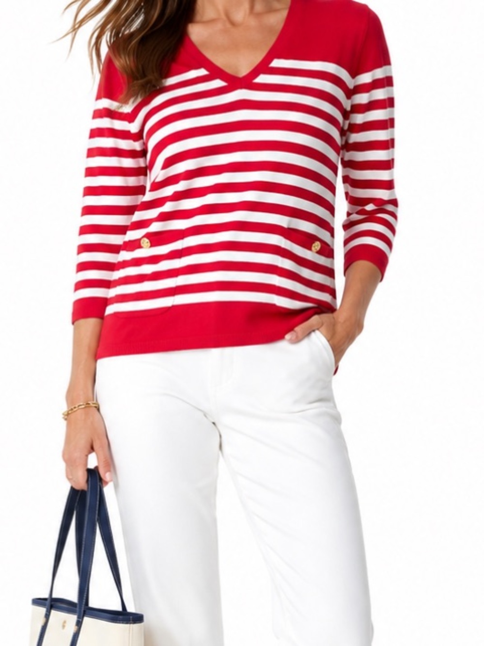 🌟Host Pick🌟Ralph Lauren V Neck Striped Cotton Sweater